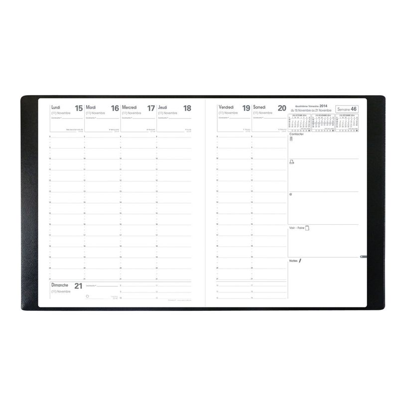 3371010124152-Quo Vadis - Agenda - Président - Semainier Planning - Français - Impala - Noir - 14 mois de décembre à janvier - 21x27 cm - Papier Clairefontaine bla-P_161582_5-6