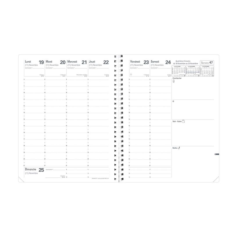 3371010166268-Agenda spiralé Impala President avec répertoire - 1 semaine sur 2 pages - 21 x 27 cm  - noir - Quo Va--1