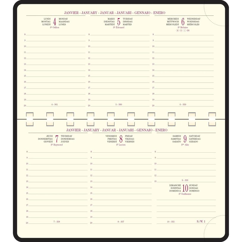 3660942001953-Agenda de poche spiralé Cassandra Temporel 16S - 1 semaine sur 2 pages - 9 x 16 cm - disponible dans différentes cou--3