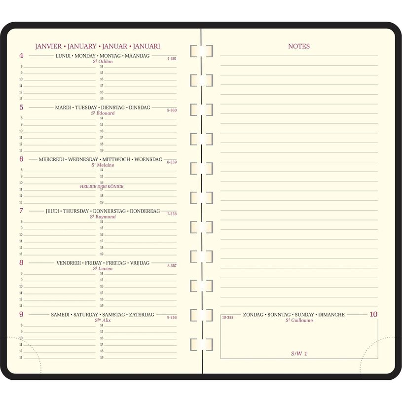 3660942001960-Agenda de poche spiralé Cassandra Espace 16S - 1 semaine sur 2 pages - 9 x 16 cm - disponible dans différentes cou--3
