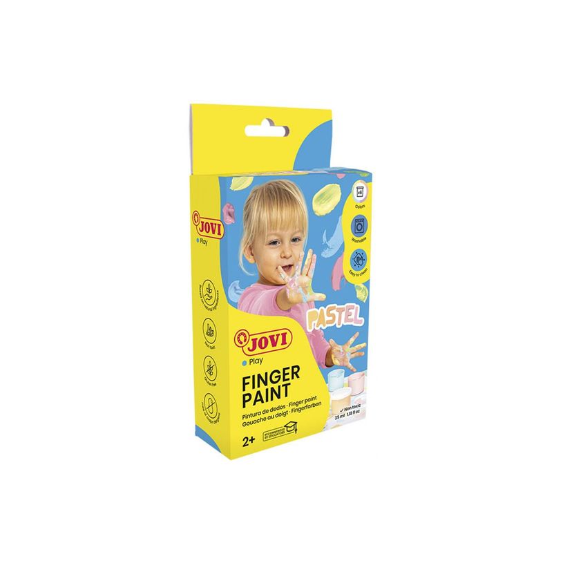 8412027032094-JOVI - Jeu de peinture pour doigts - 6 parties - 6 couleurs - assortiment de couleurs pastel -P_172006_1-1