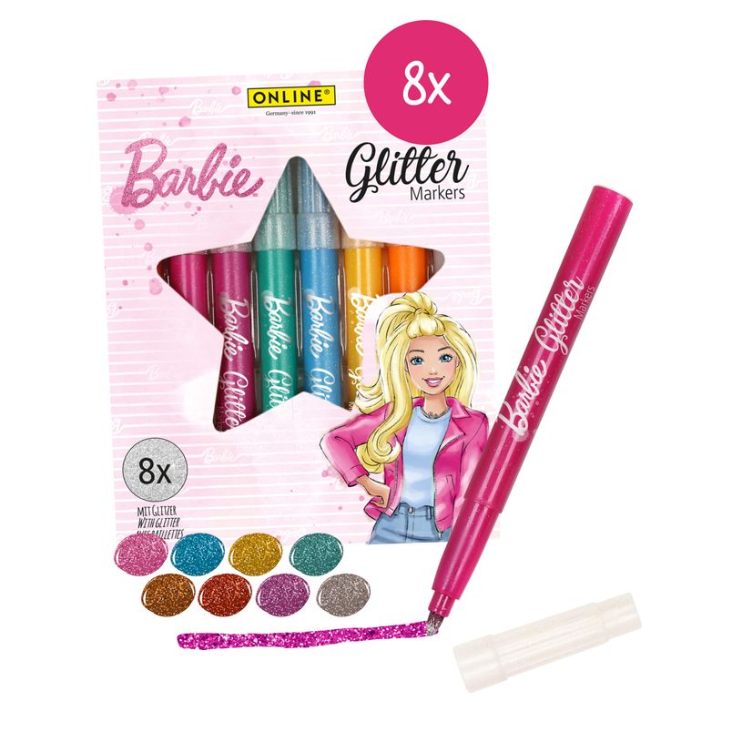 4014421181398-Marqueurs pailletés Barbie - 8 couleurs--0