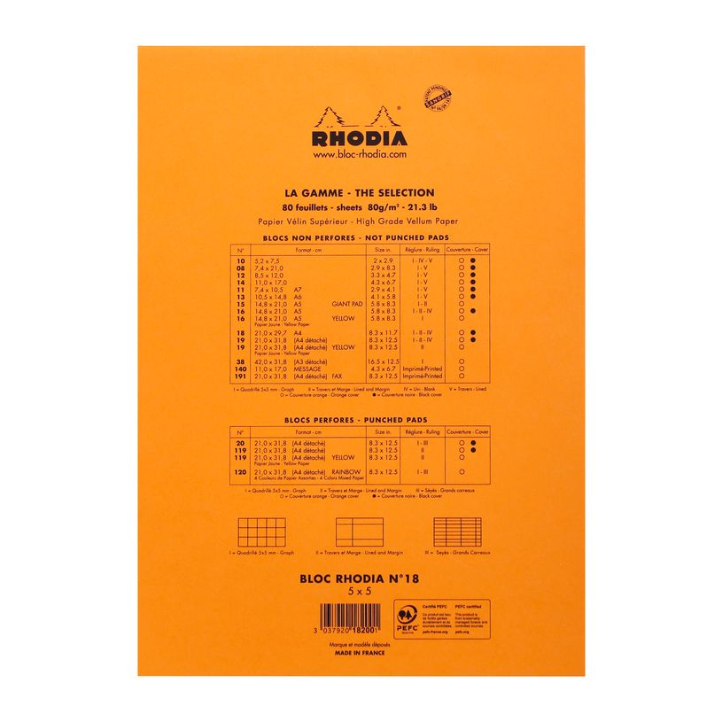 3030920182002-Rhodia - Bloc notes N°18 - A4 - petits carreaux-P_182000_3-2