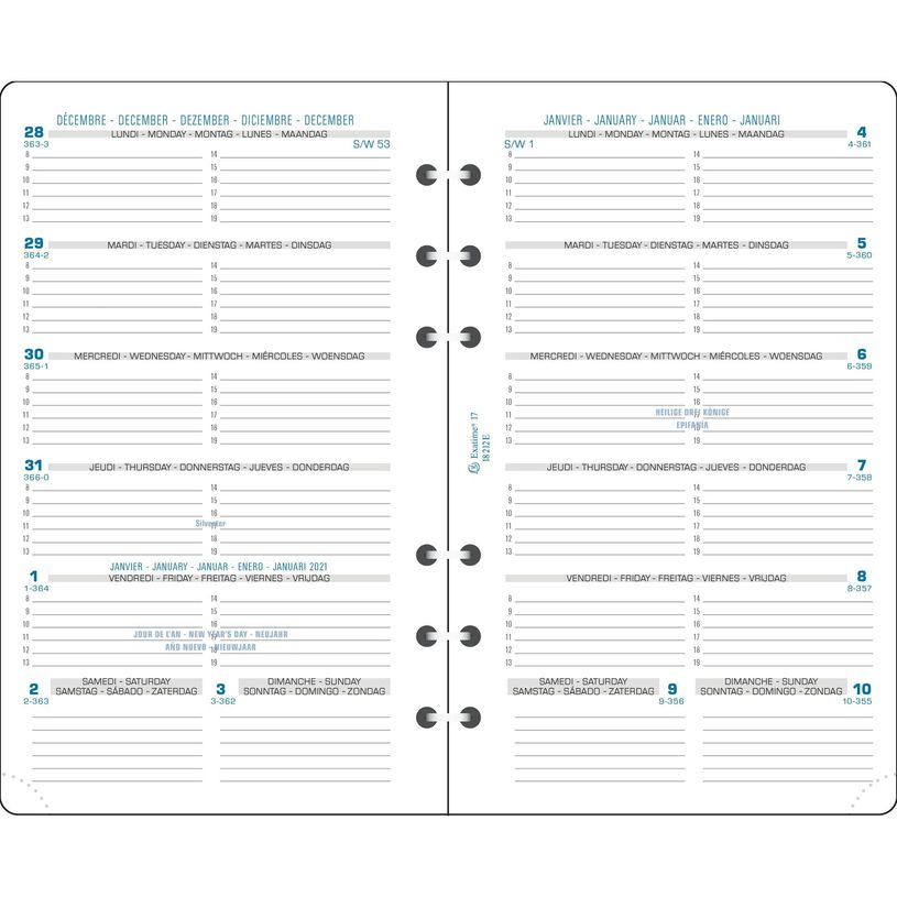 3660942001236-Exacompta Exatime 17 - Recharge pour organiseur - 1 semaine par page - 10,5 x 17,2 cm--0
