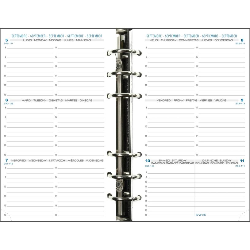3660942009188-Recharge pour organiseur Exatime 17 - 16 mois- 1 semaine sur 2 pages à l'horizontale - 10,5 x 17,2 cm --0