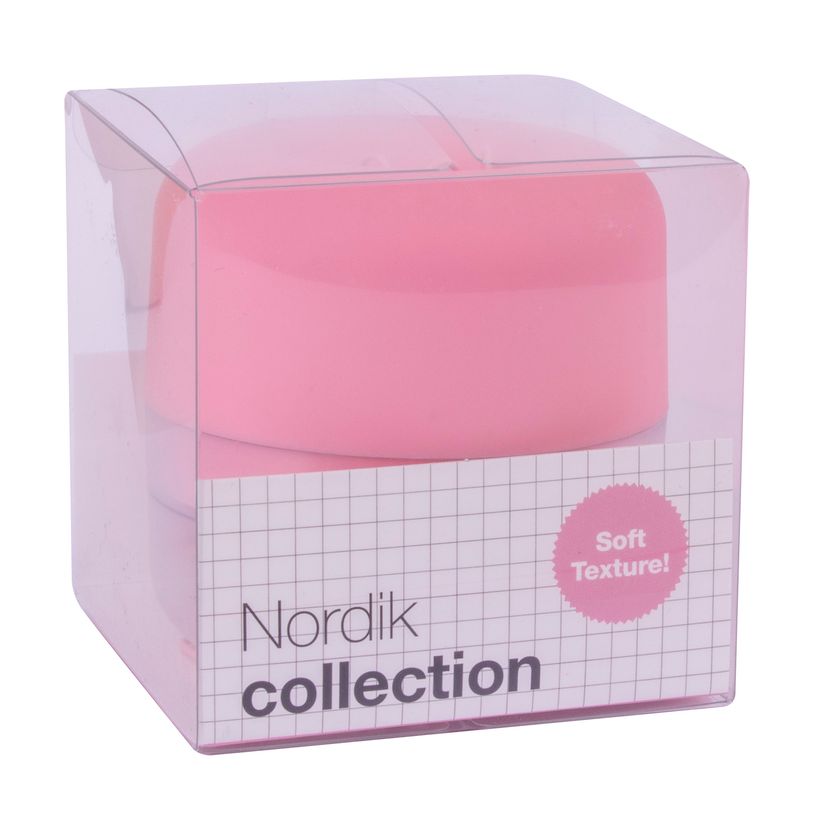 8410782186687-Distributeur de trombones rose magnétique soft touch avec base translucide et 50 trombones 28 mm--1