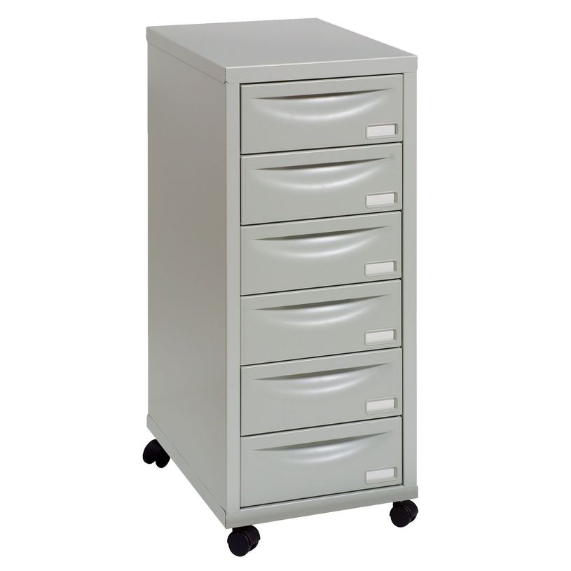 3219090956624-Module de rangement à roulettes 6 tiroirs - gris-P_195662_1-0