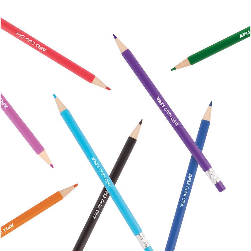 8410782200802-APLI Color Click - Étui de 12 porte-mines multicouleurs avec capuchons numérotés - taille-crayon et --8