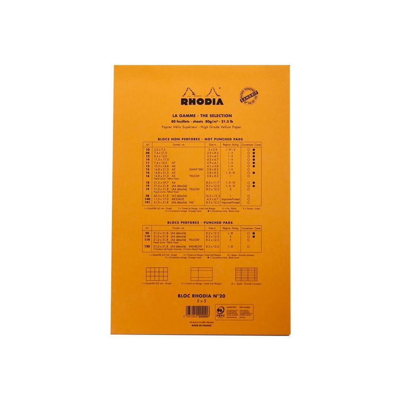 3030920201000-Rhodia Basics - Bloc notes - A4 + - 160 pages - petits carreaux - 80g - perforé-P_201000_3-1