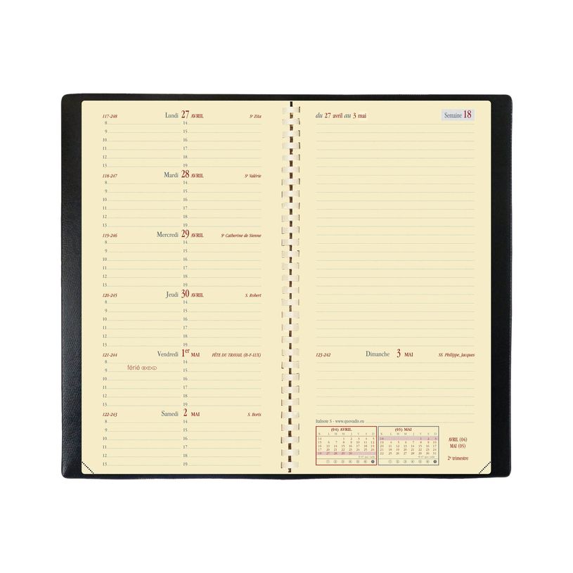 3371010182404-Quo Vadis - Agenda - Spiralé avec répertoire - Italnote S Prestige - Semainier Horizontal - Français - Impala - 12 mois et 1/2 de mi-décemb-P_209104_1-5