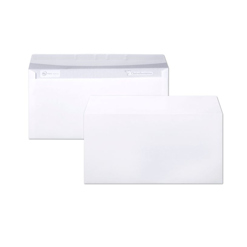 3329680160000-Clairefontaine Clairalfa - 250 Enveloppes DL 110 x 220 mm - 90 gr - sans fenêtre - blanc - b-P_211600_3-2