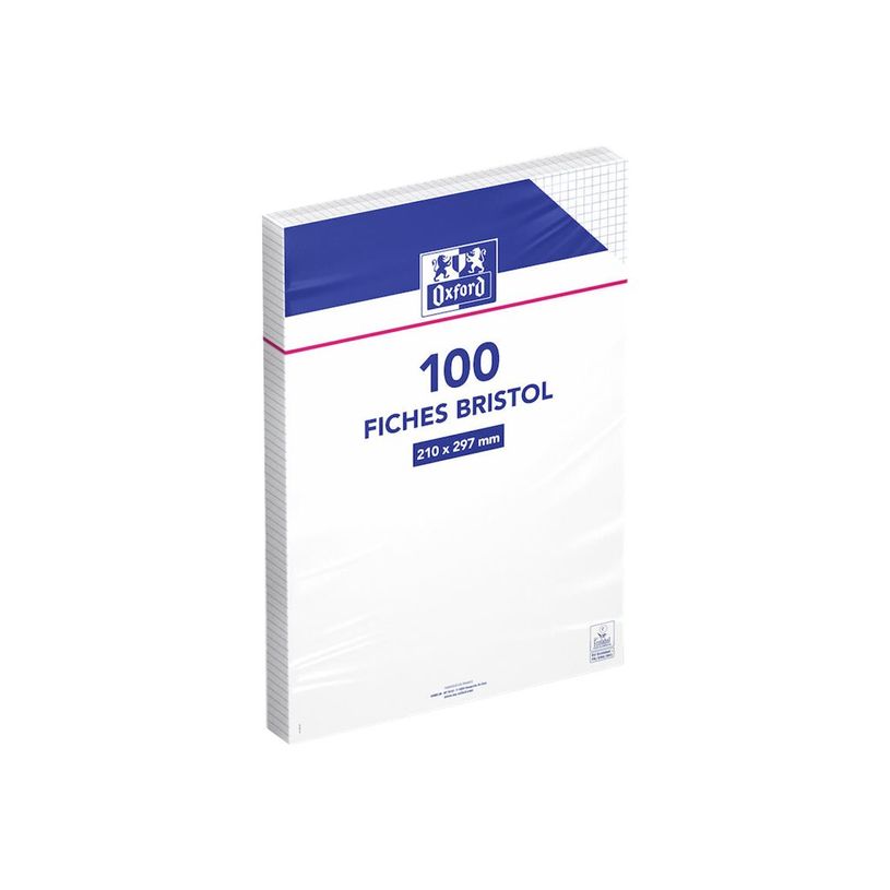 3020122170204-Oxford - Fiches Bristol - A4 - 21  x 29,7 cm - Non perforées - Blanc - Petits carreaux - Pac-P_217020_2-3