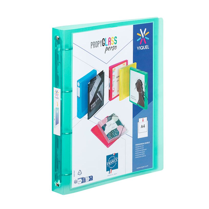 3135252181393-Viquel Propyglass - Classeur à anneaux personnalisable - Dos 35 mm - A4 - disponible dans différentes--4