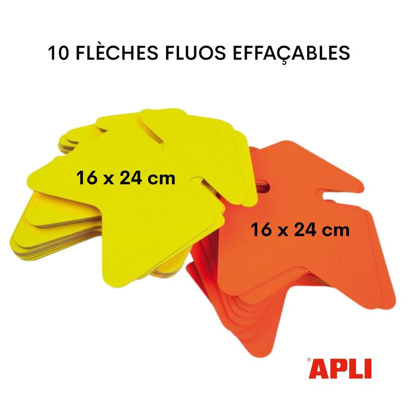 3270241229103-Apli Agipa - 10 flèches fluo effaçables - jaune/orange - 16 x 24 cm--1