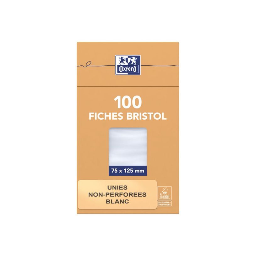 3020122320005-Oxford - Pack de 100 Fiches Bristol - 7,4 x 10,5 cm - unies - non perforées - blanc-P_232000_1-3