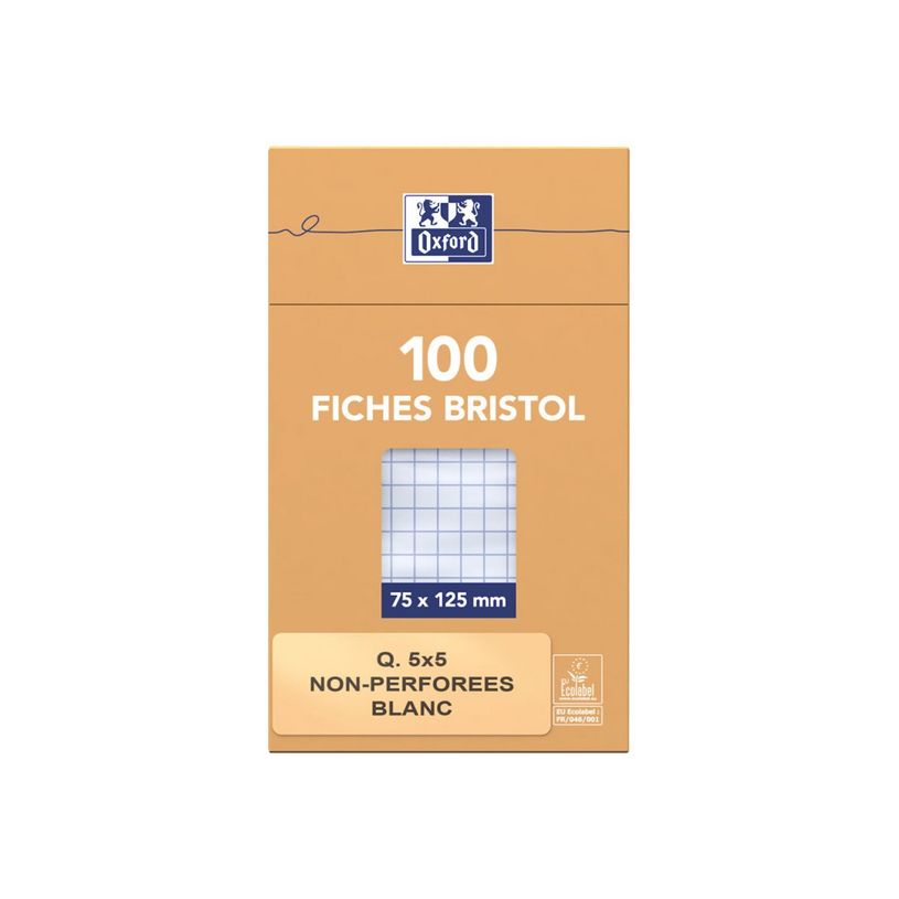 3020122320203-Oxford - Pack de 100 Fiches Bristol - 7,4 x 10,5 cm - petits carreaux - non perforées - blan-P_232020_1-3