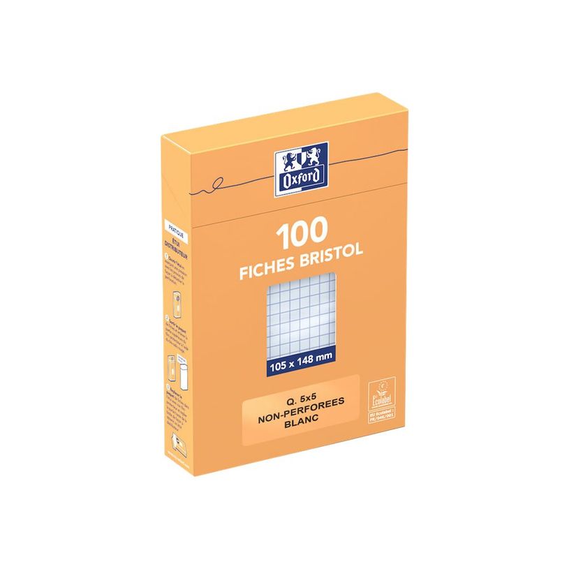 3020122340201-Oxford - Pack de 100 Fiches Bristol - 10,5 x 14,8 cm - petits carreaux - non perforées - bla-P_234020_2-2