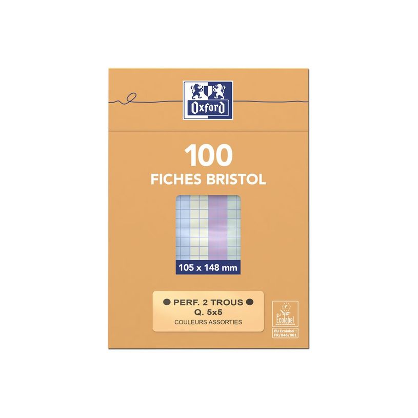 3020122341284-Oxford - Pack de 100 Fiches Bristol - 10,5 x 14,8 cm - petits carreaux - perforées - couleur-P_234128_4-1