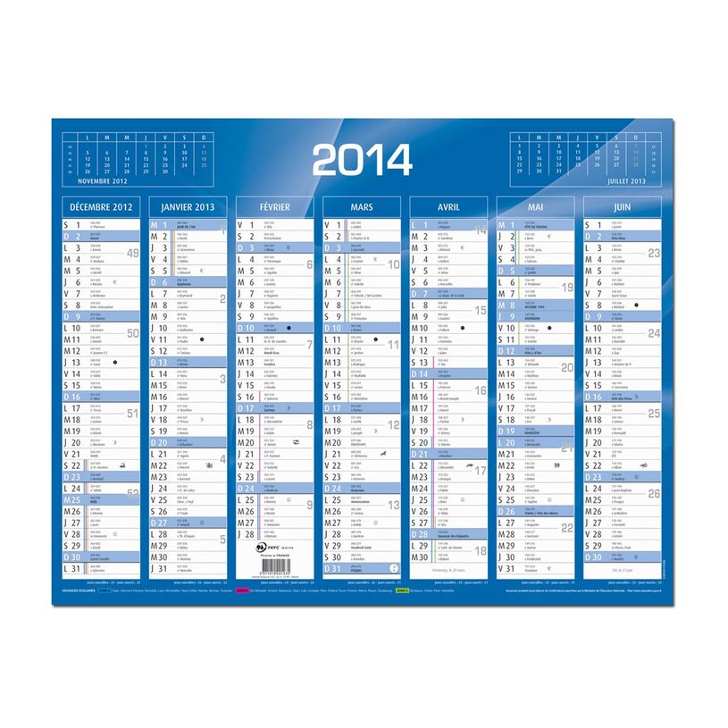 3371010201235-Quo Vadis - Calendrier mural - Français - Classic - Bleu - 14 mois de décembre à janvier - 43x33,5 cm - Papier Clairefontaine bla-P_234299_3-2