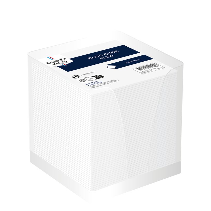 3413560140012-Quo Vadis - Bloc cube - Classic - Blanc - 10x10x9,5 cm - Papier Clairefontaine blanc - Fabrication fran--0