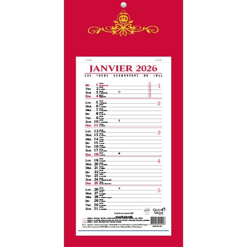 3371010214457-Quo Vadis Skytos - Calendrier bloc mensuel - 20 x 41,5 cm - disponible dans différentes couleurs--0