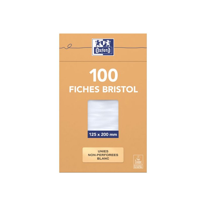 3020122350002-Oxford - Pack de 100 Fiches Bristol - 12,5 x 20 cm - unies - non perforées - blanc-P_235000_1-3