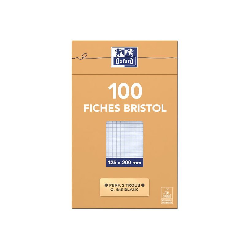 3020122351207-Oxford - Pack de 100 Fiches Bristol - 12,5 x 20 cm - petits carreaux - perforées - blanc-P_235120_1-1