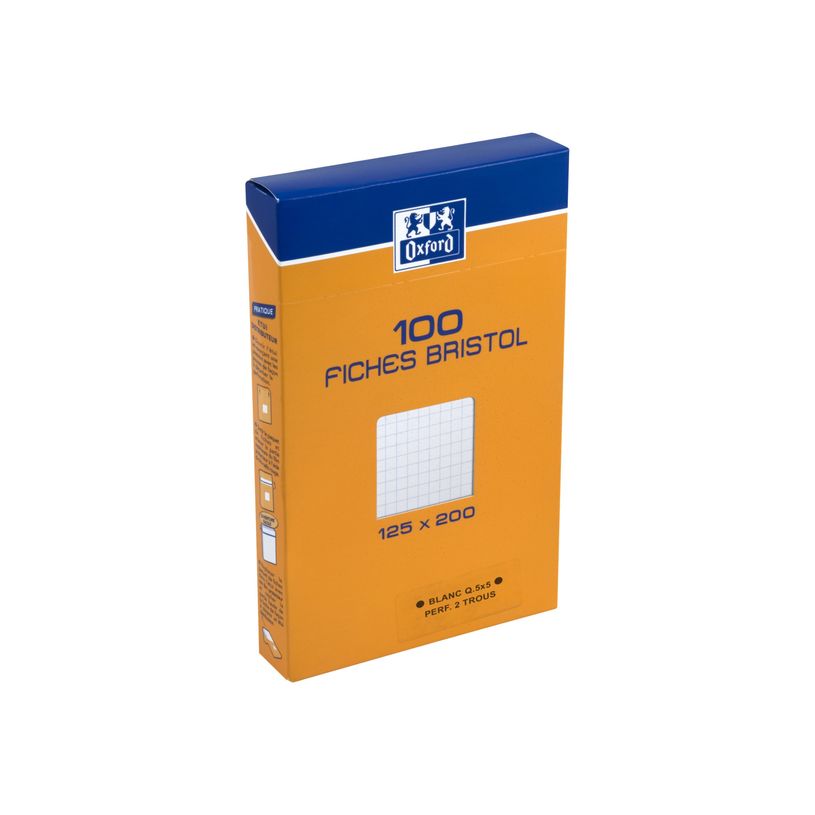 3020122351207-Oxford - Pack de 100 Fiches Bristol - 12,5 x 20 cm - petits carreaux - perforées - blanc-P_235120_3-0