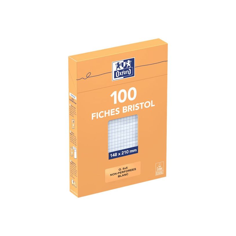 3020122360209-Oxford - Pack de 100 Fiches Bristol - A5 - petits carreaux - non perforées - blanc-P_236020_4-1