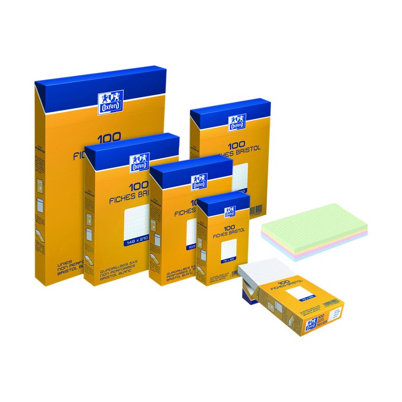3020122361282-Oxford - Pack de 100 Fiches Bristol - A5 - petits carreaux - perforées - couleurs assorties-P_236128_5-1