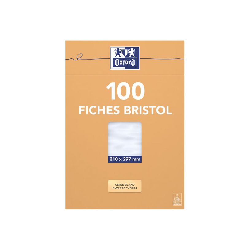 3020122370000-Oxford - Fiches Bristol - A4 - 21  x 29,7 cm - Non perforées - Blanc - Uni - Pack de 100-P_237000_1-3
