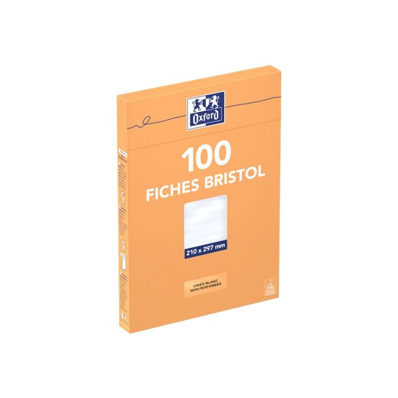 3020122370000-Oxford - Fiches Bristol - A4 - 21  x 29,7 cm - Non perforées - Blanc - Uni - Pack de 100-P_237000_2-4