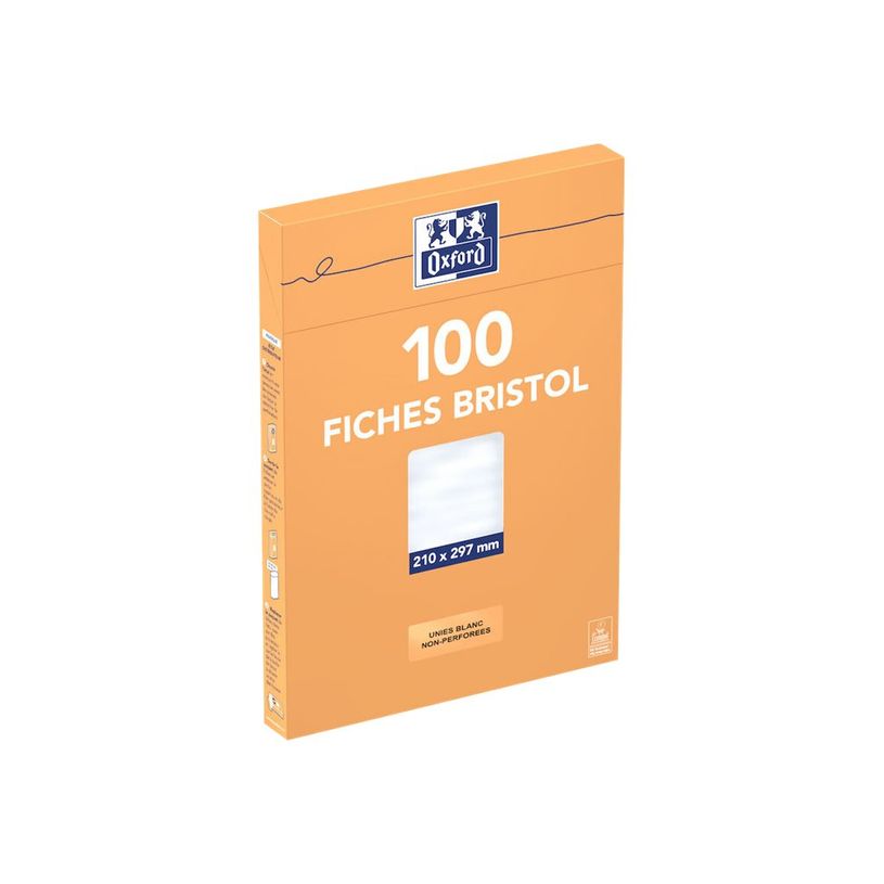 3020122370000-Oxford - Fiches Bristol - A4 - 21  x 29,7 cm - Non perforées - Blanc - Uni - Pack de 100-P_237000_4-1