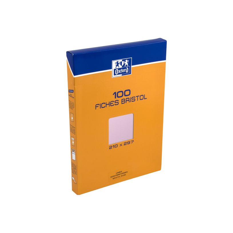 3020122370031-Oxford - Fiches Bristol - A4 - 21  x 29,7 cm - Non perforées - Rose - Uni - Pack de 100-P_237003_3-0