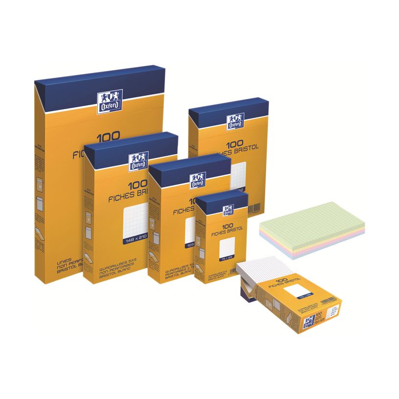 3020122370208-Oxford - Fiches Bristol - A4 - 21  x 29,7 cm - Non perforées - Blanc - Petits carreaux - Pac-P_237020_1-0
