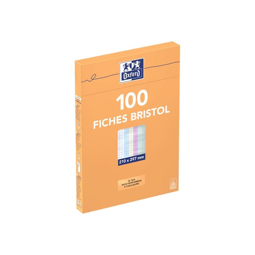 3020122370291-Oxford - Pack de 100 Fiches Bristol - A4 - petits carreaux -  couleurs assorties-P_237228_2-1