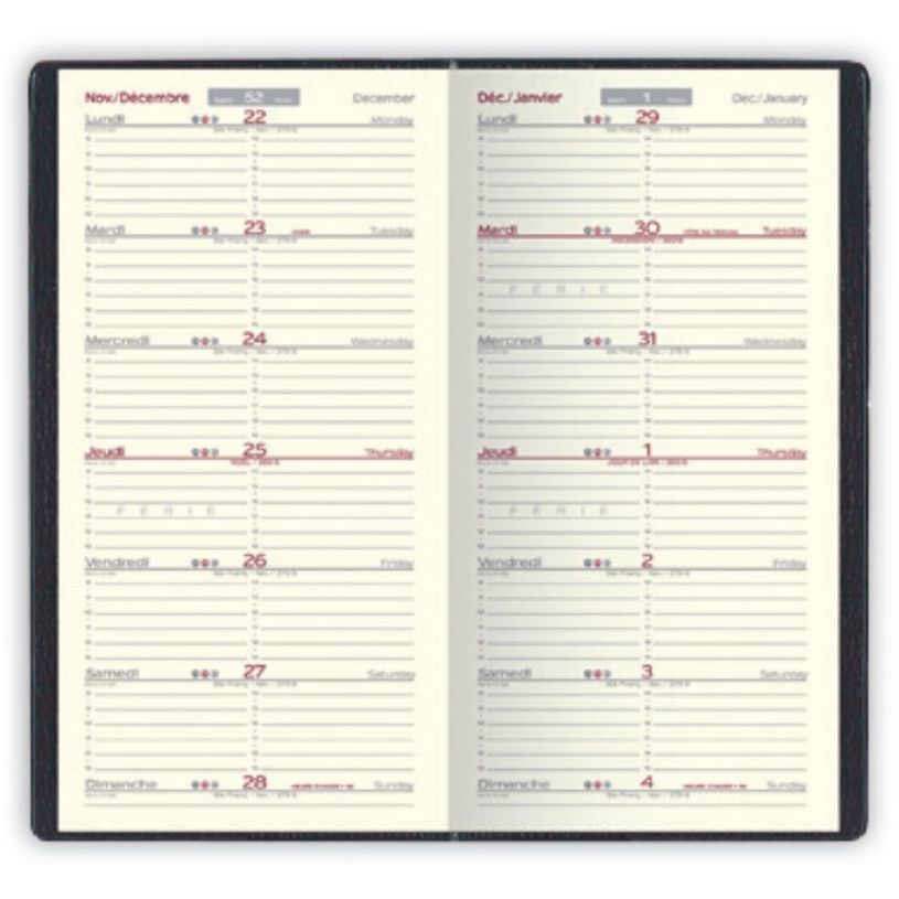 3147281252142-Agenda Classique - 1 semaine par page - 9 x 17 cm - disponible dans différentes couleurs - Lecas--1