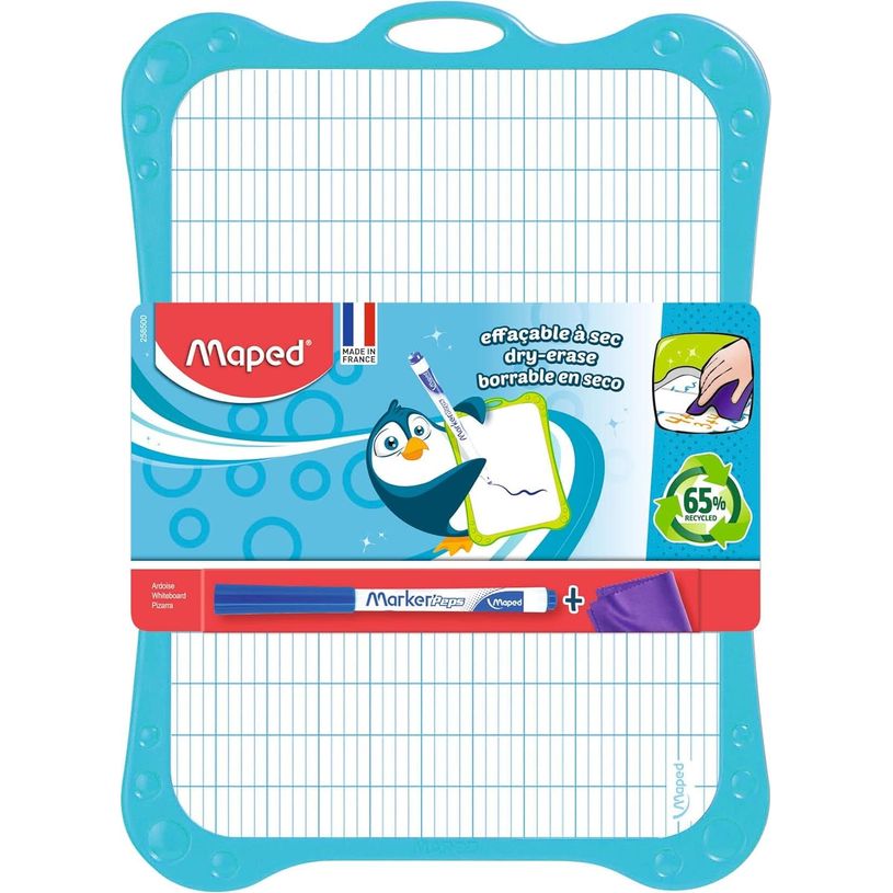 0400002585008-Maped - Kit ardoise blanche avec des motifs grille bleue - avec feutre et effaceur  - grands ca-P_258500_2-0
