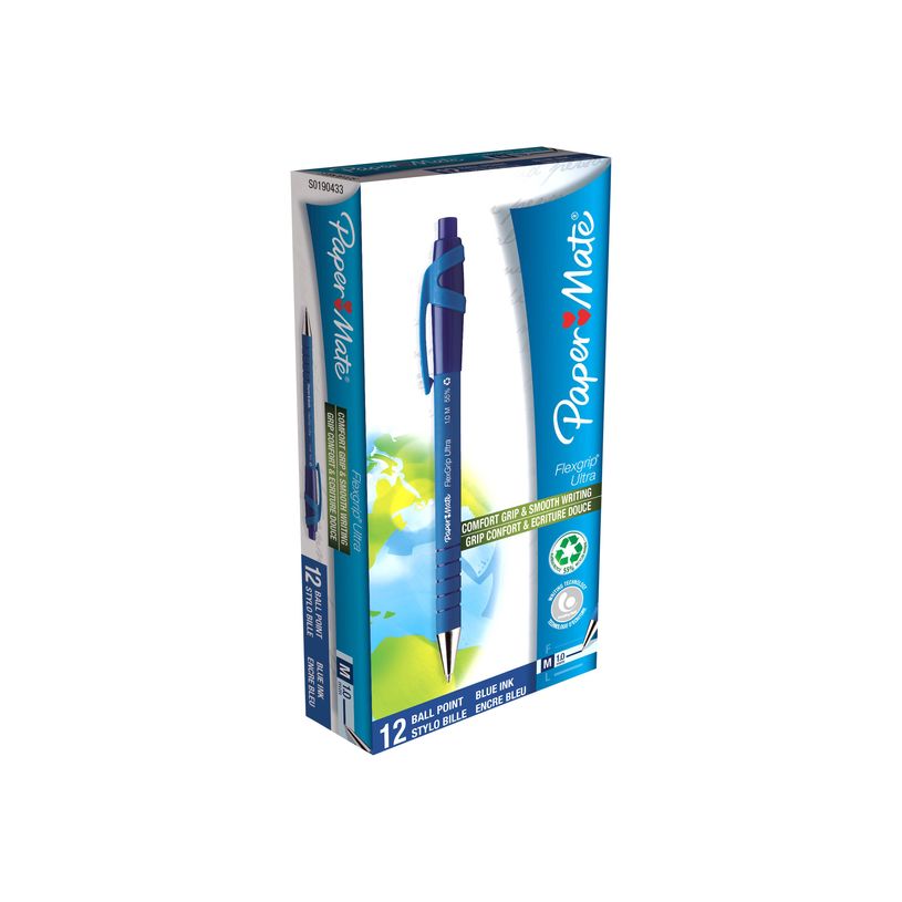 8008285265314-Paper Mate FlexGrip - 12 Stylos à bille - bleu - rétractable-P_2653105_3-2