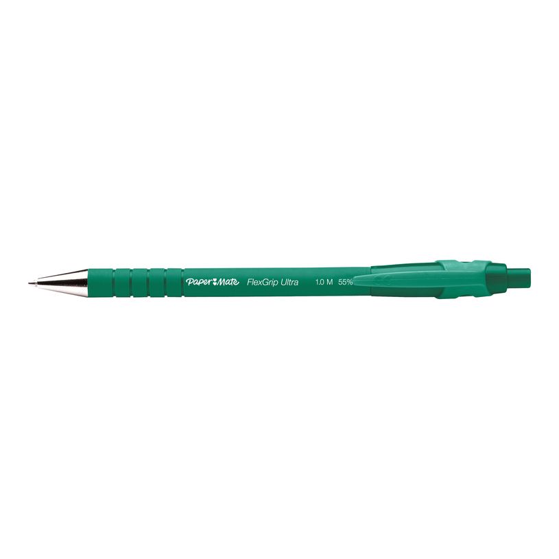 8008285265413-Paper Mate FlexGrip - 12 Stylos à bille - vert - rétractable-P_2654105_1-0