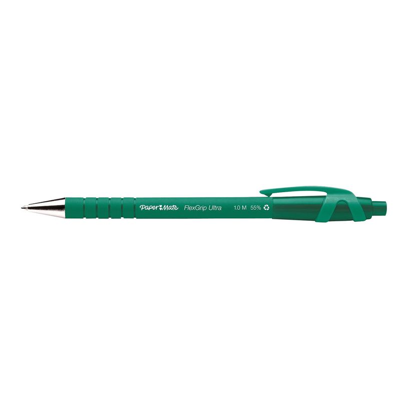 8008285265413-Paper Mate FlexGrip - 12 Stylos à bille - vert - rétractable-P_2654105_2-1