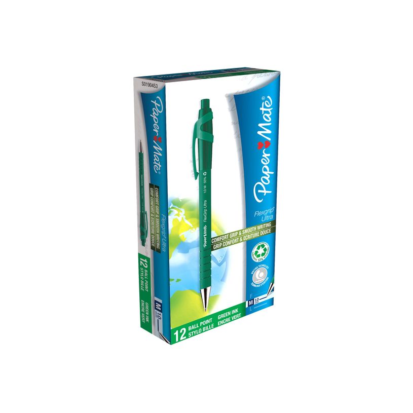8008285265413-Paper Mate FlexGrip - 12 Stylos à bille - vert - rétractable-P_2654105_3-2