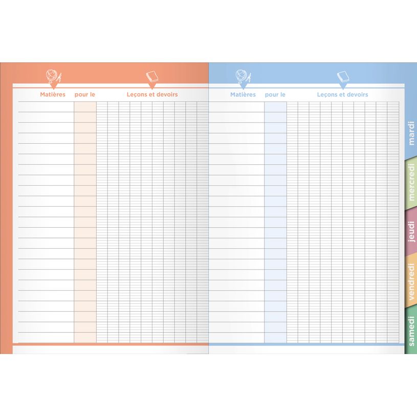 3371010221325-Quo Vadis - Cahier de textes - Français - One Way - Journalier - 15x21 cm - Papier Clairefontaine blanc - Fabri--1