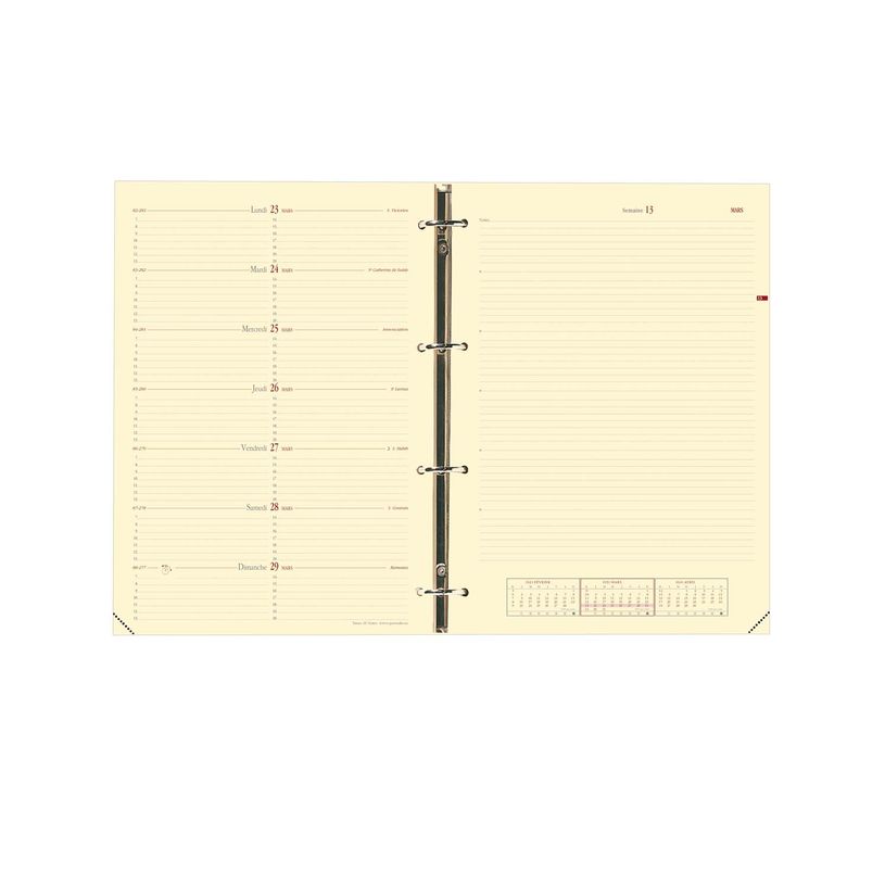 3371010119103-Recharge pour organiseur Timer 29 Notes - 1 semaine sur 2 pages - 21 x 29,7 cm - papier ivoire - Quo Va--0