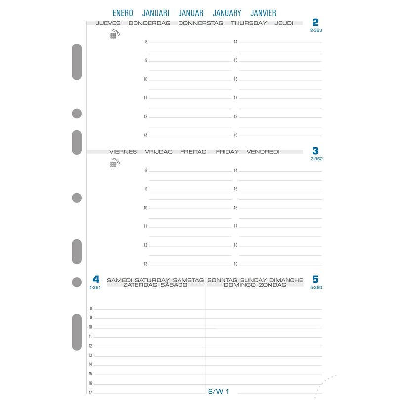 3660942005067-Exacompta Exatime 21 - Recharge pour organiseur - 1 semaine sur 2 pages à l'horizontal - 14,2 x 21 cm--1
