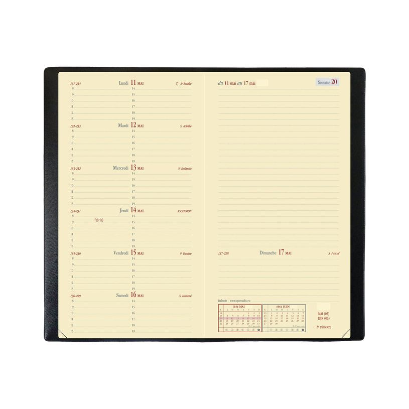 3371010191185-Quo Vadis - Agenda avec répertoire - Italnote Prestige - Semainier Horizontal - Français - Impala - 14 mois de déce-P_284104_1-5