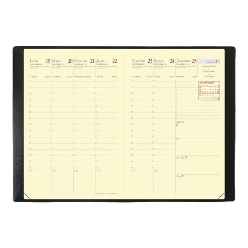 3371010136957-Quo Vadis - Agenda avec répertoire - Affaires Prestige - Semainier Planning - Français - Impala - Noir - 14 mois de déc-P_285040_2-3