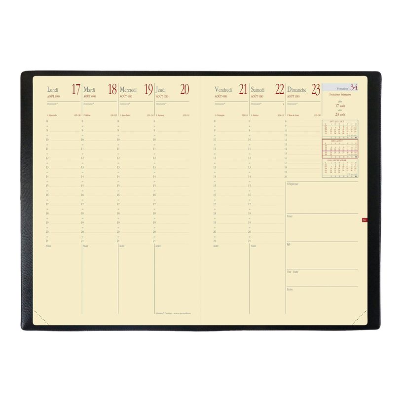 3371010137855-Quo Vadis - Agenda avec répertoire - Ministre Prestige - Semainier Planning - Français - Impala - Noir - 14 mois de dé-P_2861182_1-7