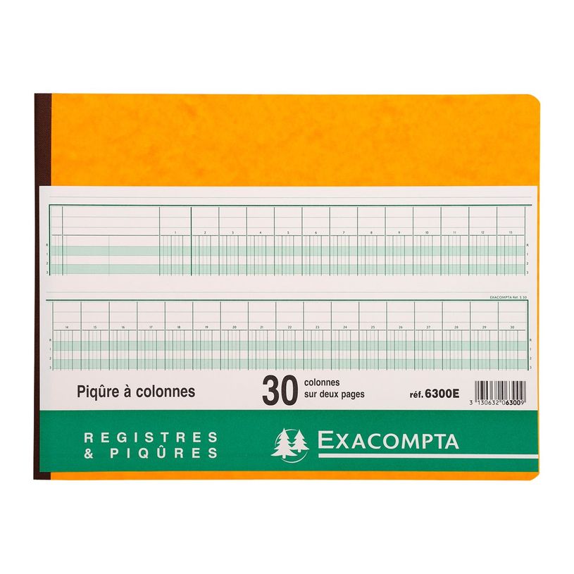 Cahier Comptable 20 Colonnes - Format 25 X 32 Cm à L'horizontal - 80 Pages - Marque ELVE