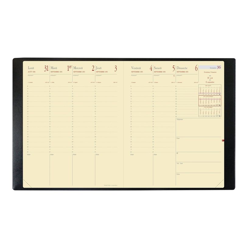 3371010138470-Quo Vadis - Agenda avec répertoire - Président Prestige - Semainier Planning - Français - Impala - Noir - 14 mois de dé-P_2871192_1-6